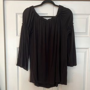 Black Long Sleeve Off the Shoulder Blouse